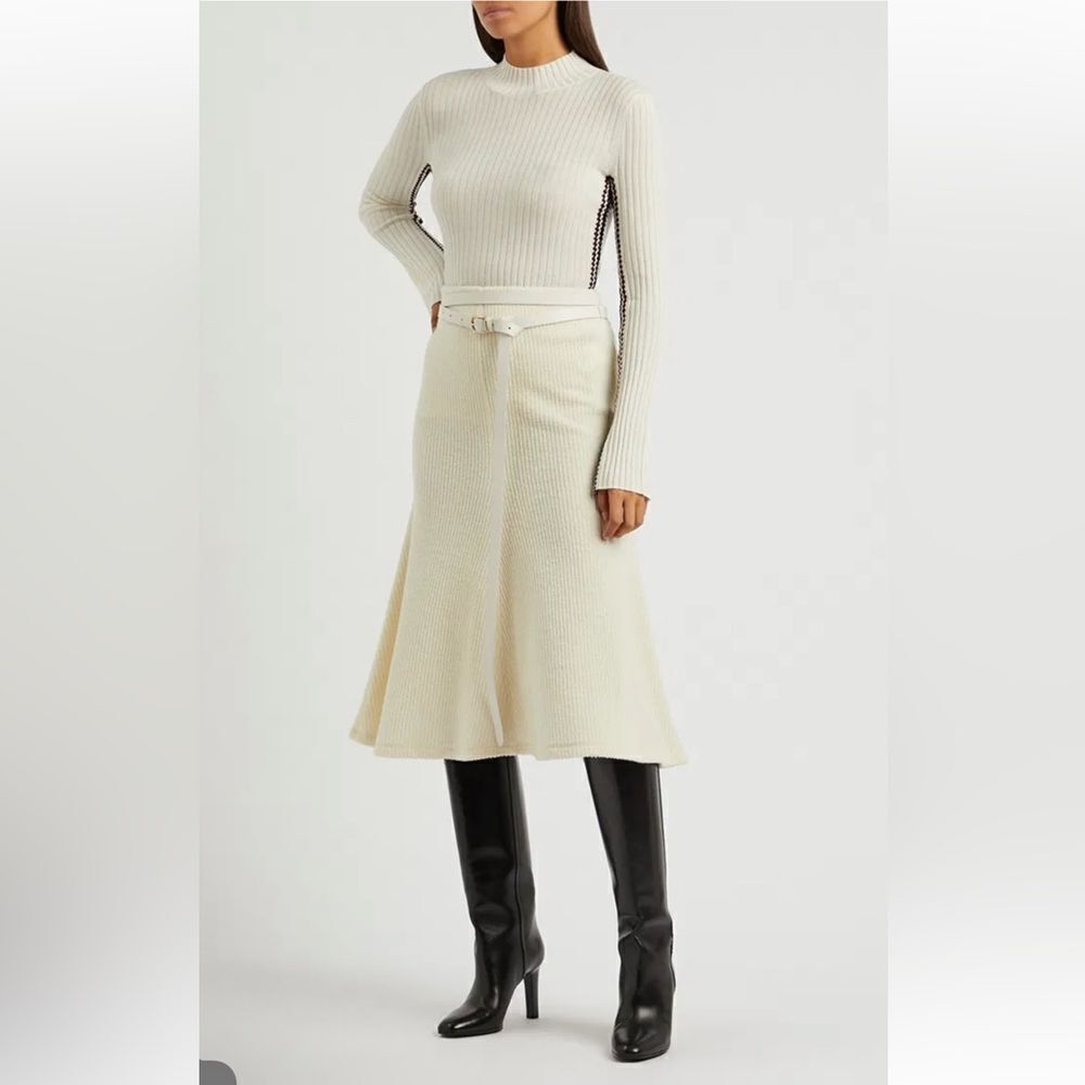 Chloe Ribbed Wool Midi Skirt NWT
